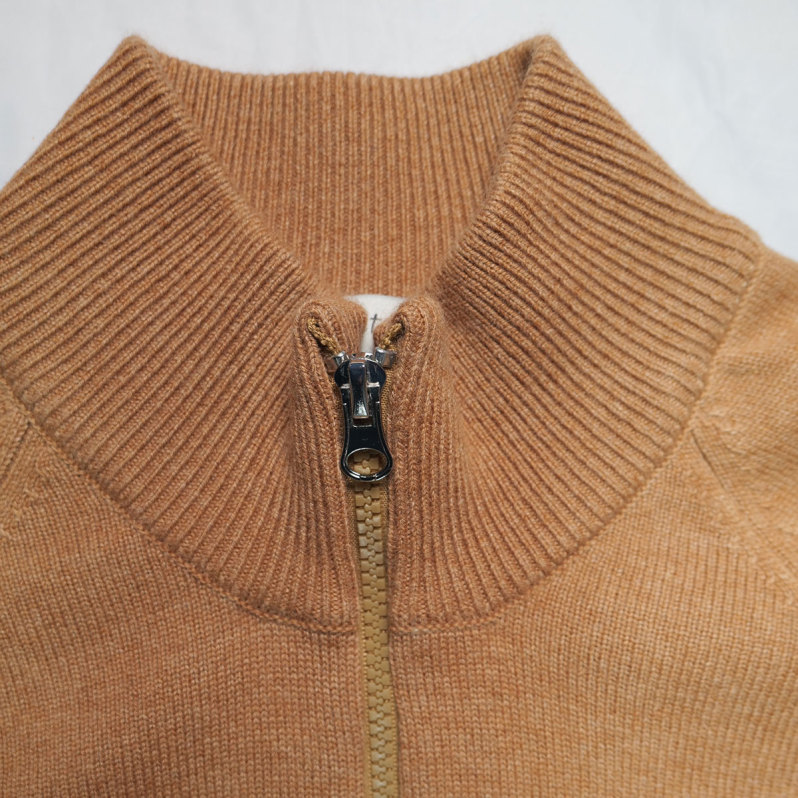 Zipped cashmere wool blend cardigan