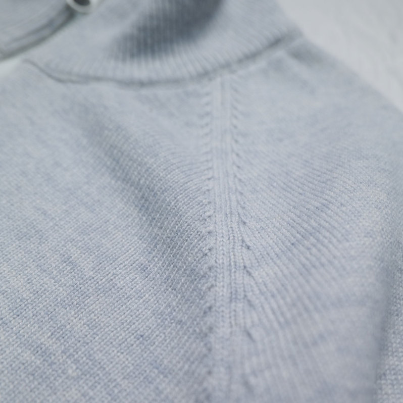 Zipped light grey cashmere wool blend cardigan