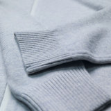 Zipped light grey cashmere wool blend cardigan