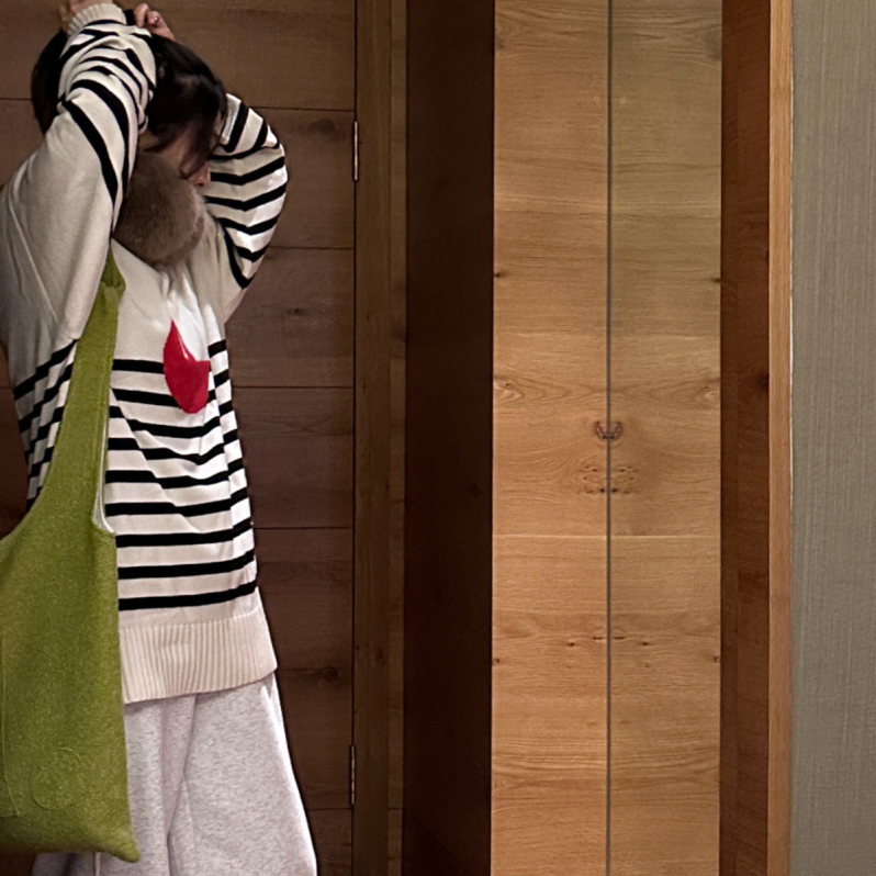 Striped cashmere wool blend oversize jumper