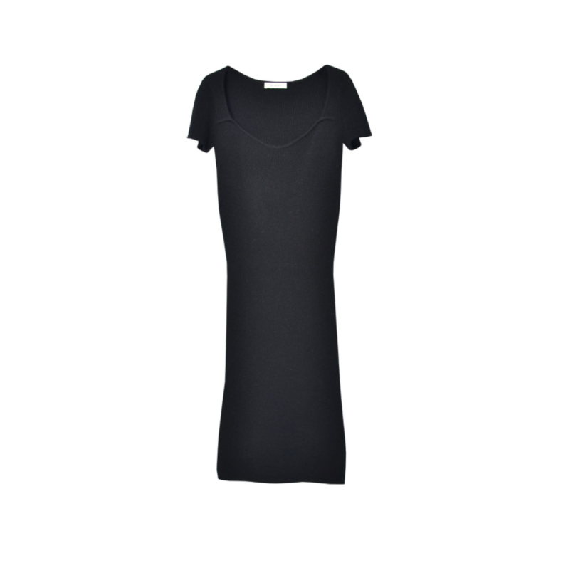 Ribbed-knit cashmere dress with open neck
