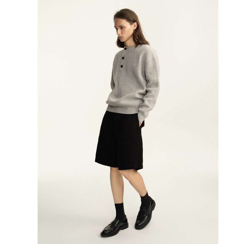 Half-button wool sweater