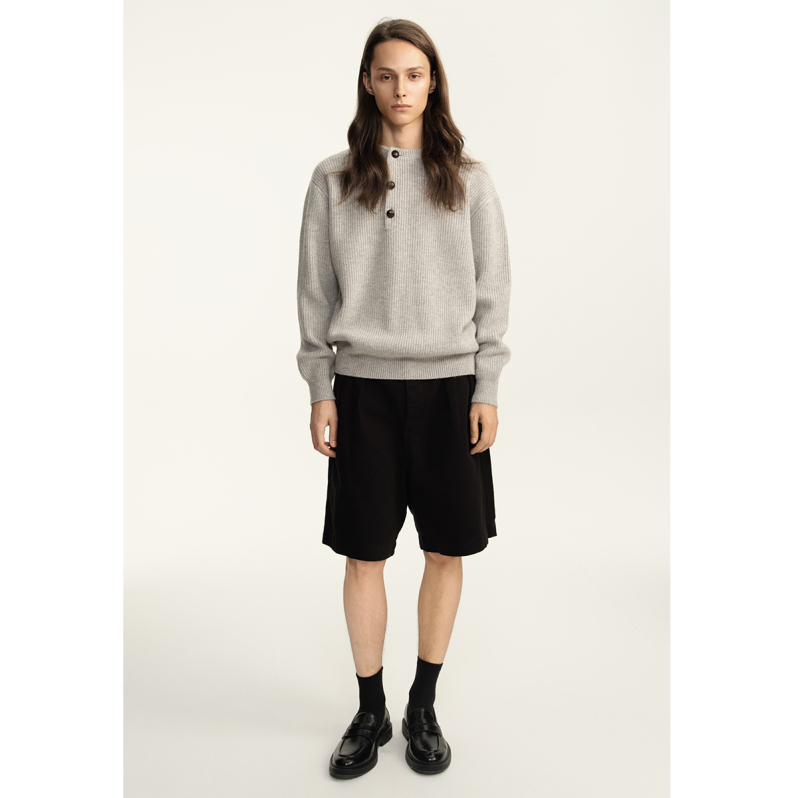 Half-button wool sweater