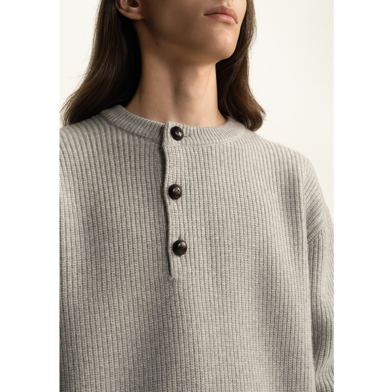 Half-button wool sweater
