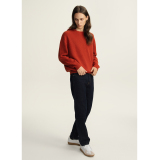 Ribbed flat-neck wool hoodie
