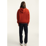 Ribbed flat-neck wool hoodie