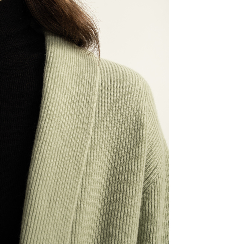 Ribbed cashmere open cardigan